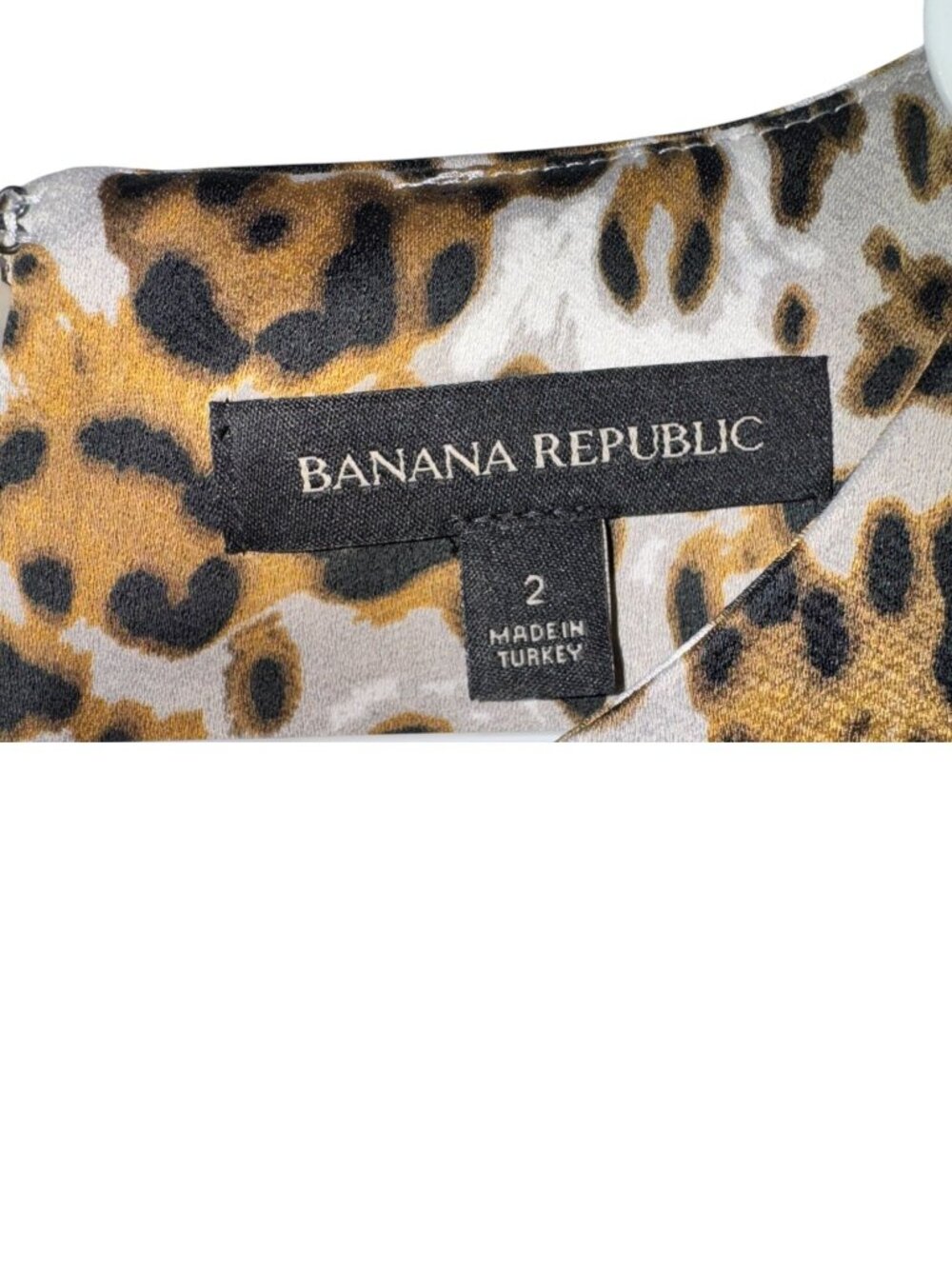 Banana Republic Womens Animal Print Dress Size 2 Leopard Pattern Short Sleeve - Picture 3 of 9